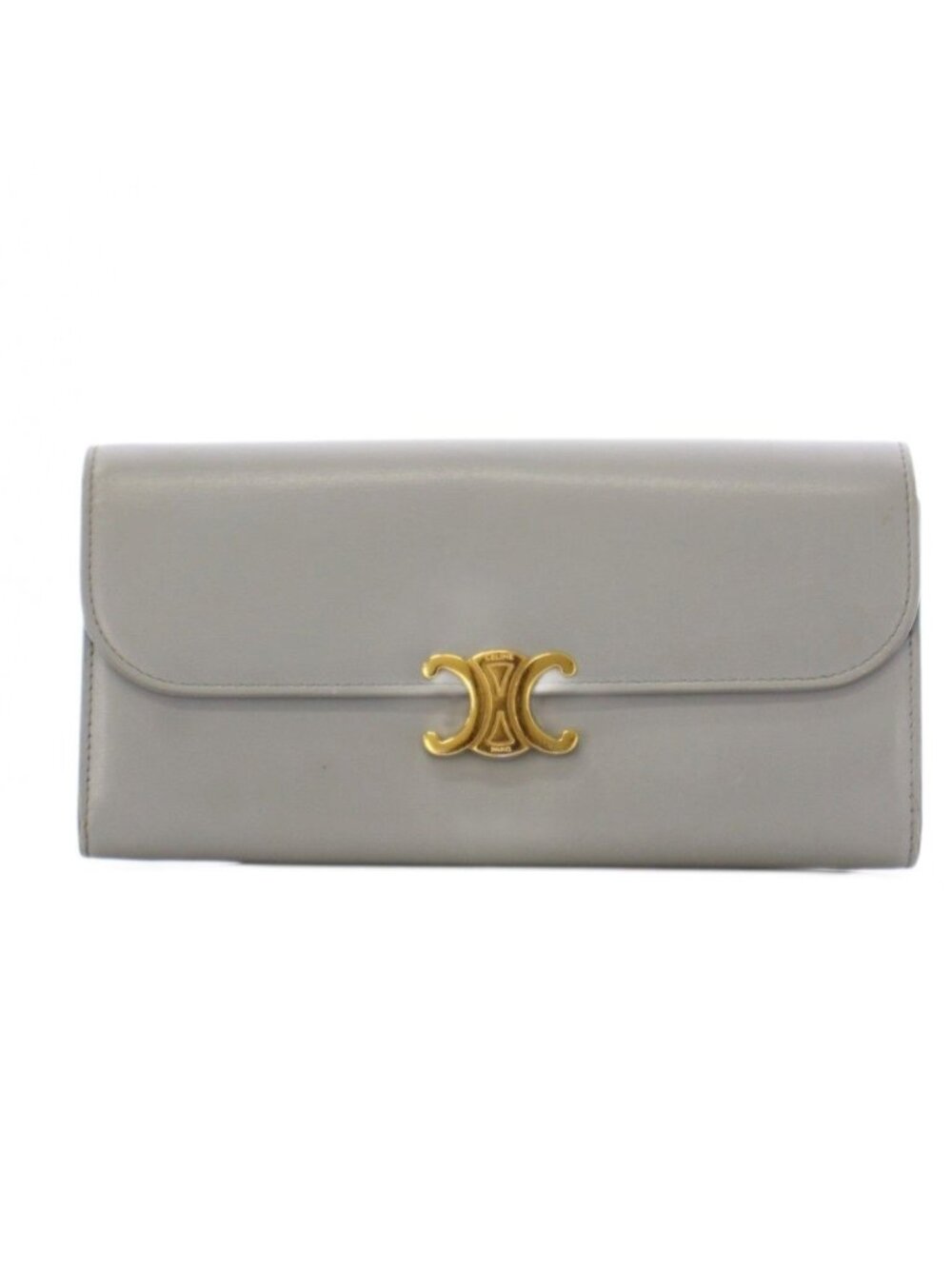 Celine Triomphe Wallet Bifold Gold Gray
